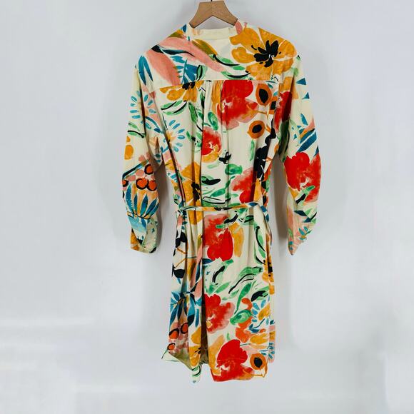 By Anthropologie Rilke Poplin Shirt Dress 3/4 Balloon Sleeve Belted Size 1X - Picture 3 of 10